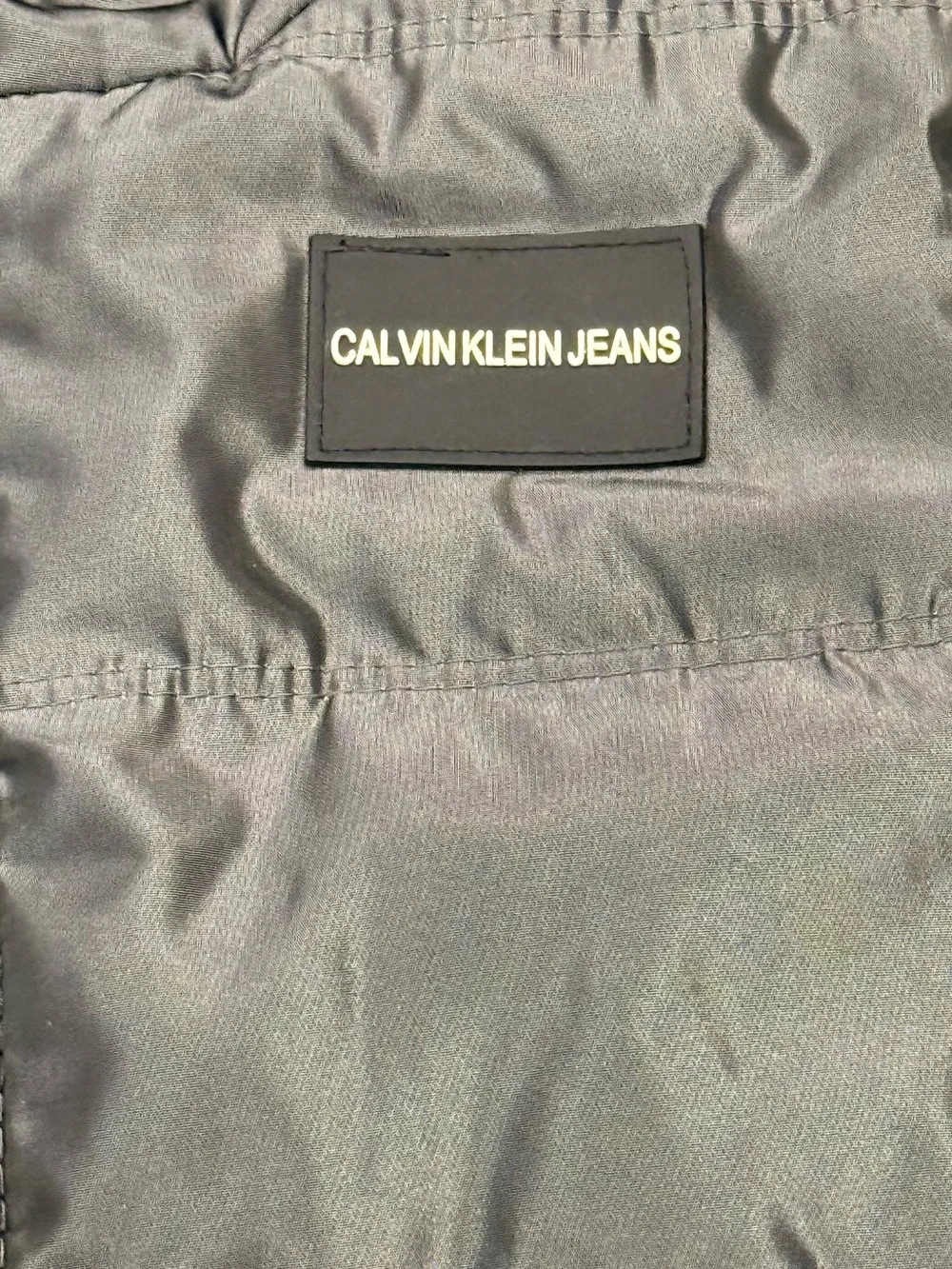 Calvin Klein Boys Puffer Winter Jacket Hooded Gray Fleece Lined Logo Size 4T